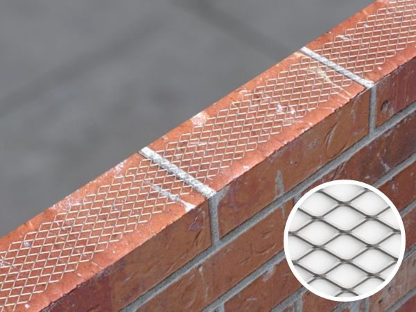 Diamond brick reinforcement expanded metal is applied on brick walls and mesh opening details.